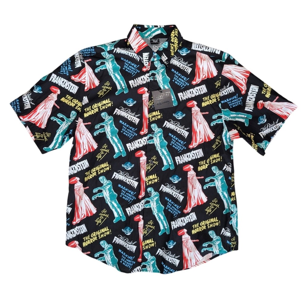New‎ Cakeworthy 2XL Frankenstein Monster Short Sleeve Button Up Dress shirt
